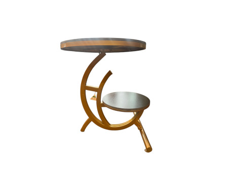 Gold Two-Tier Side Table – Modern Curved Metal Accent Table