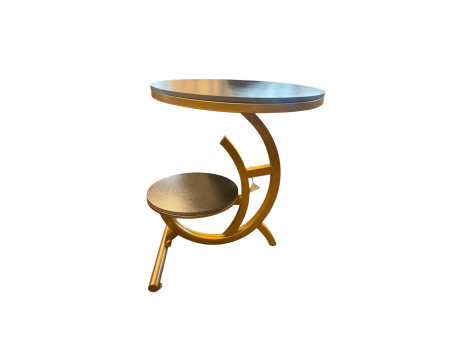 Gold Two-Tier Side Table – Modern Curved Metal Accent Table