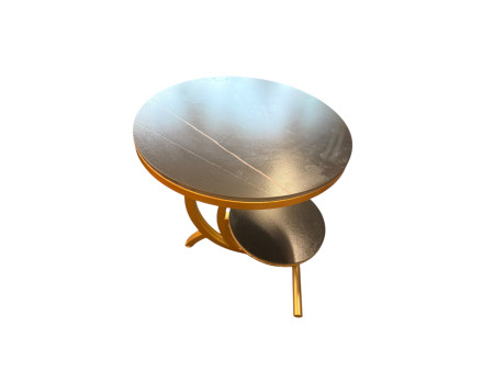 Gold Two-Tier Side Table – Modern Curved Metal Accent Table