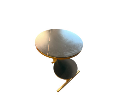 Gold Two-Tier Side Table – Modern Curved Metal Accent Table
