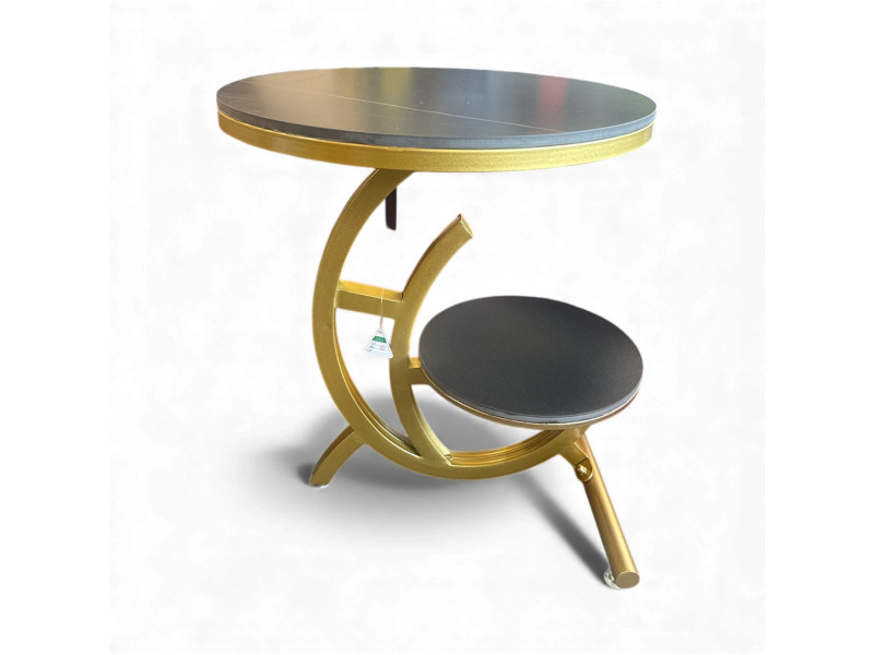 Gold Two-Tier Side Table – Modern Curved Metal Accent Table