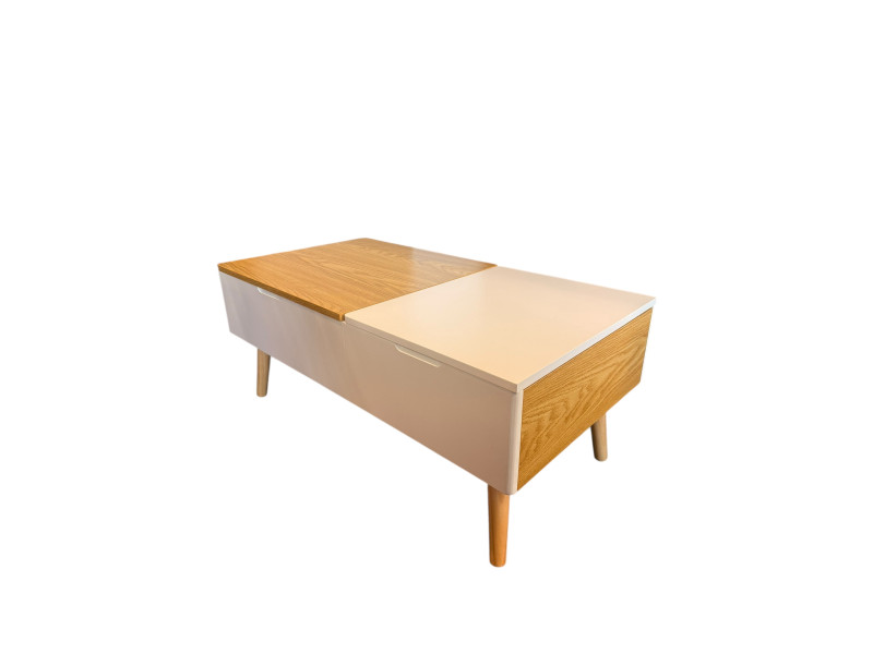 Modern white & light oak effect coffee table