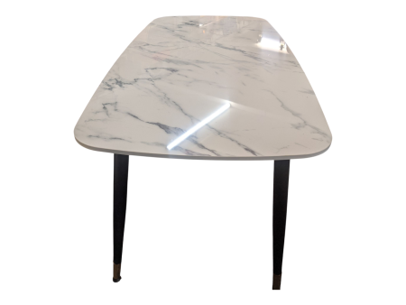 White Stone Top Dining Table - Flatpack