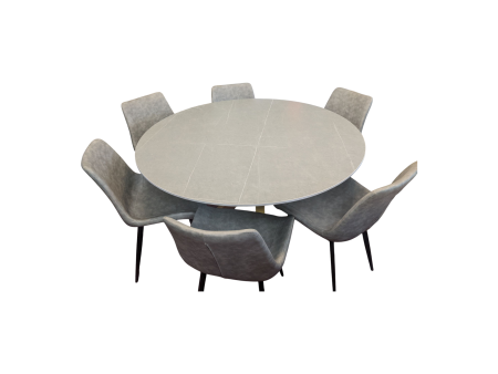 Stone Effect Top Round Dining Table